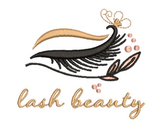Lashes Machine Embroidery Design: Butterfly Accent (4x4) (Instant Download)