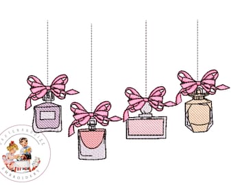 Motif de broderie machine pour flacon de parfum : Ornement suspendu (Téléchargement instantané)