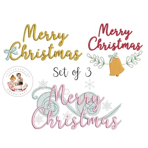 Merry Christmas Word art set machine embroidery design instant download 4*4 5*5 5*7