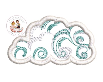 Applique Cloud Machine Embroidery Design: Floral Garden Pattern (Digital Download)