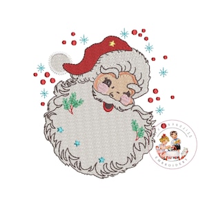Vintage Santa Embroidery Design: Jolly Christmas Holiday (6x6, 8x8) (Instant Download)