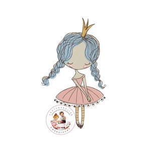 Cute girl embroidery design, magical embroidery pattern, princess design pattern, baby girl embroidery file digital file instant download