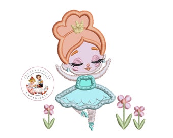 Applique Ballerina Embroidery Design: Girl Dancing (Instant Download)