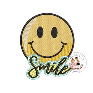 Trendy Smiley Face Embroidery Design: 5 Sizes (PES Instant Download)