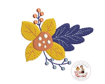 Machineborduurontwerp herfst bloemen: wilde bloemenpatroon (digitale download)