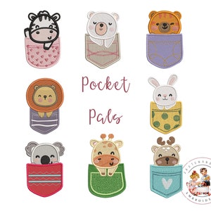 Zootiere Stickdatei, Taschenfreunde, wilde Tierstickerei, Dschungeltiere, Babytiere, Waldtiere digital-3x5 4x5 5x7