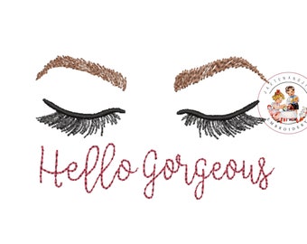 Eyelash Machine Embroidery Design – Hello, Doll Face (Instant Download