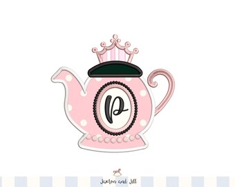Princess Teapot Embroidery Design: Tea Party Applique (4x4, 5x5, 6x6, 8x8)
