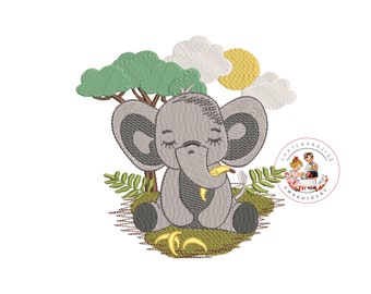 Elephant Embroidery Design, Nursery Decor (Digital Download)