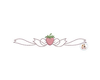 Strawberry Bow Border Machine Embroidery Design (Digital Download)