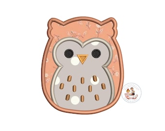 Squishmallow Owl Applique: Machine Embroidery Design (PES JEF HUS)
