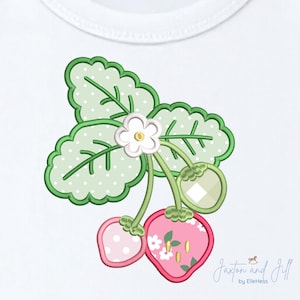 Strawberry Applique Embroidery Design: Summer Fruit, Kitchen Decor (Digital Download)