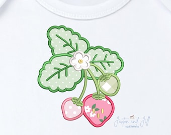 Strawberry Applique Embroidery Design: Summer Fruit, Kitchen Decor (Digital Download)