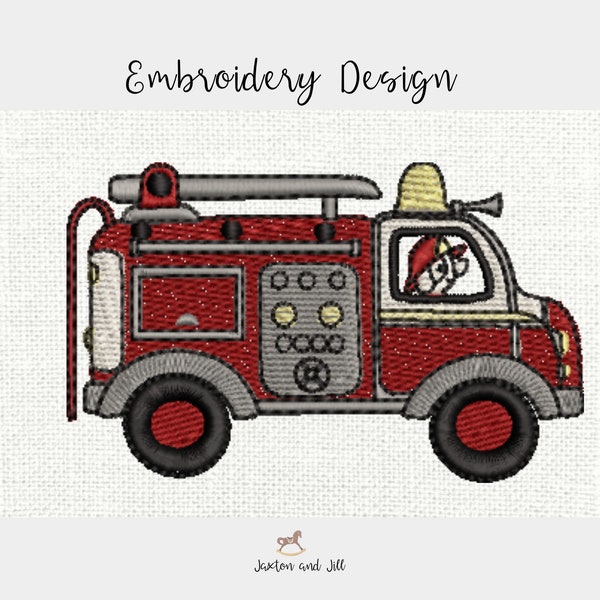 Machine Embroidery Fire Truck - Etsy