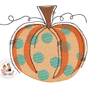 Polka Dot Pumpkin Machine Embroidery Design: Fall Halloween (Instant Download)