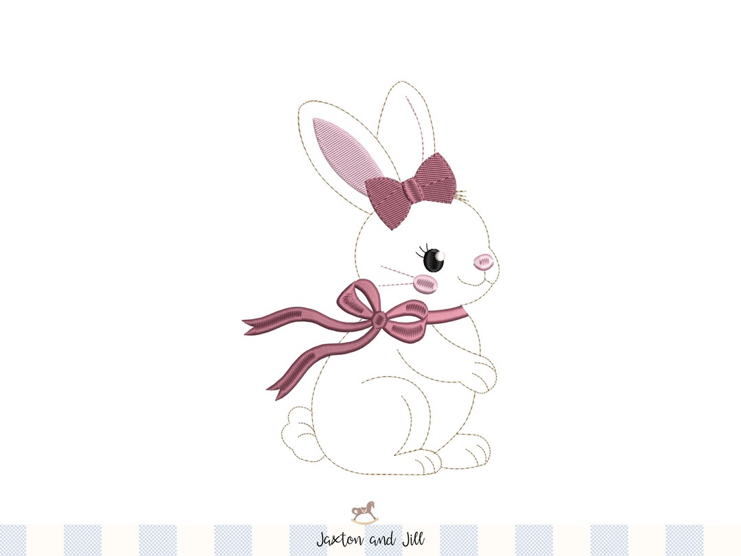 Bunny Embroidery Design, Baby Girl Rabbit With Bow (digital Download ...