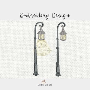 Lamp Posts Embroidery Design: Contour Stitch (Digital Download)