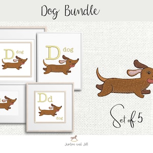Pacote de bordado para máquina de animais de cachorro, carta de bordado infantil, bordado infantil, padrões de bordado de zoológico