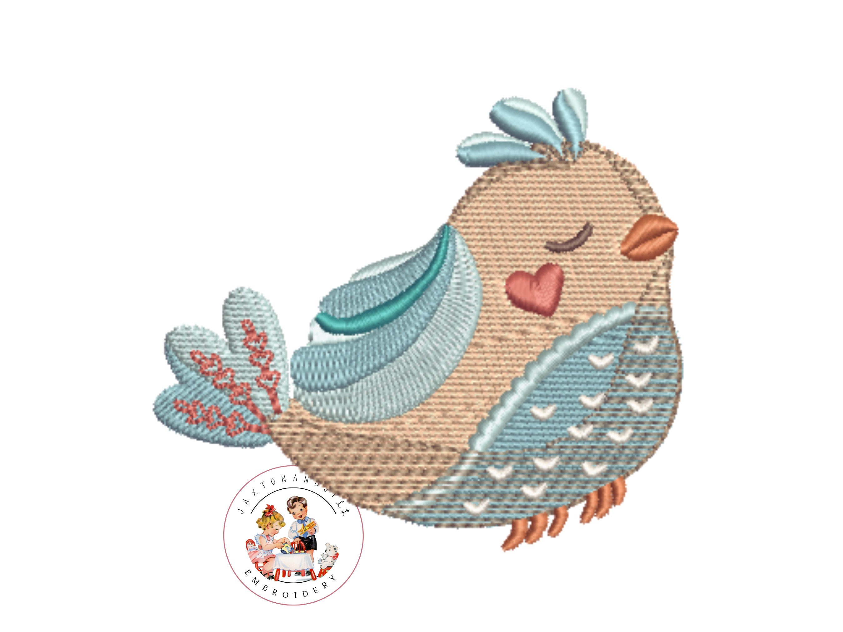 Blue Bird Machine Embroidery Design: Whimsical Chickadee (instant