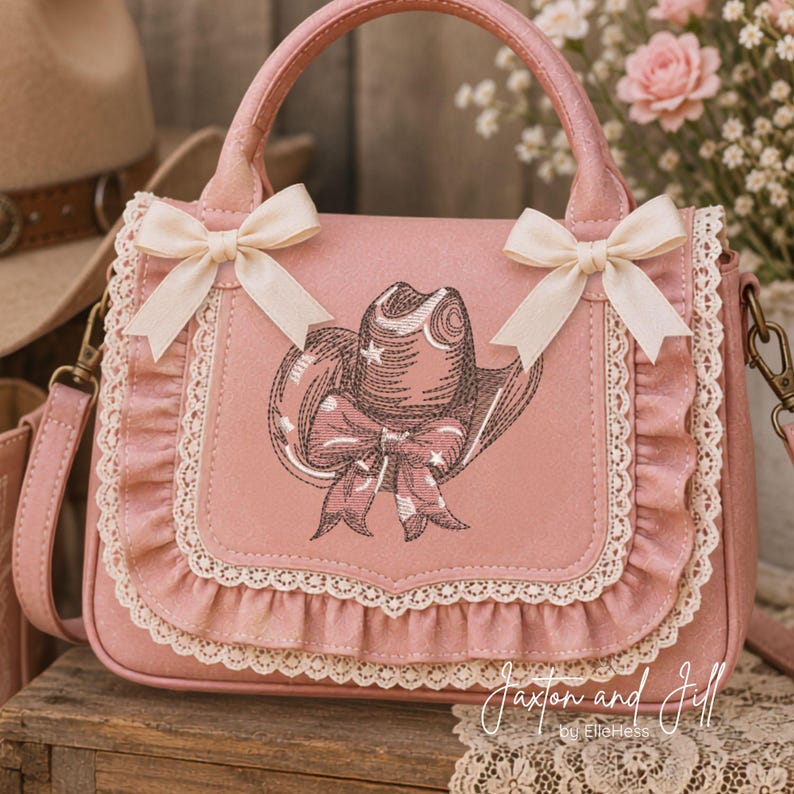 Coquette Cowgirl Hat Machine Embroidery Design (Digital)