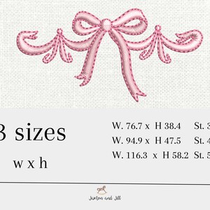 Satin ribbon bow embroidery designs pretty bow multiple sizes, quick stitch, monogram accent, 3 sizes bow embroidery design machine image 3