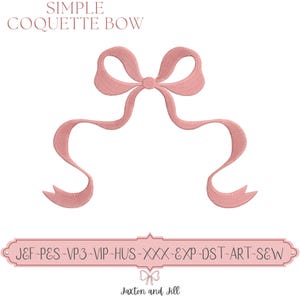 Pink Bow Embroidery Design, Coquette Monogram File, 4 Hoop Sizes Instant Download