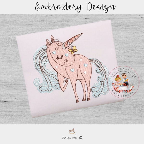 Unicorn embroidery designs - Girl fantasy magical cottagecore aesthetic embroidery design machine- Girl embroidery pattern