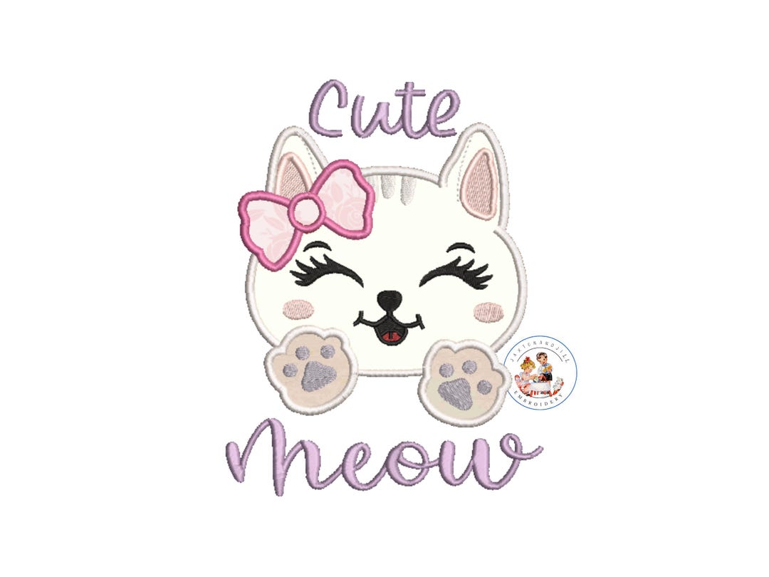Cat Applique Machine Embroidery Design: Kitty Animal (instant Download ...
