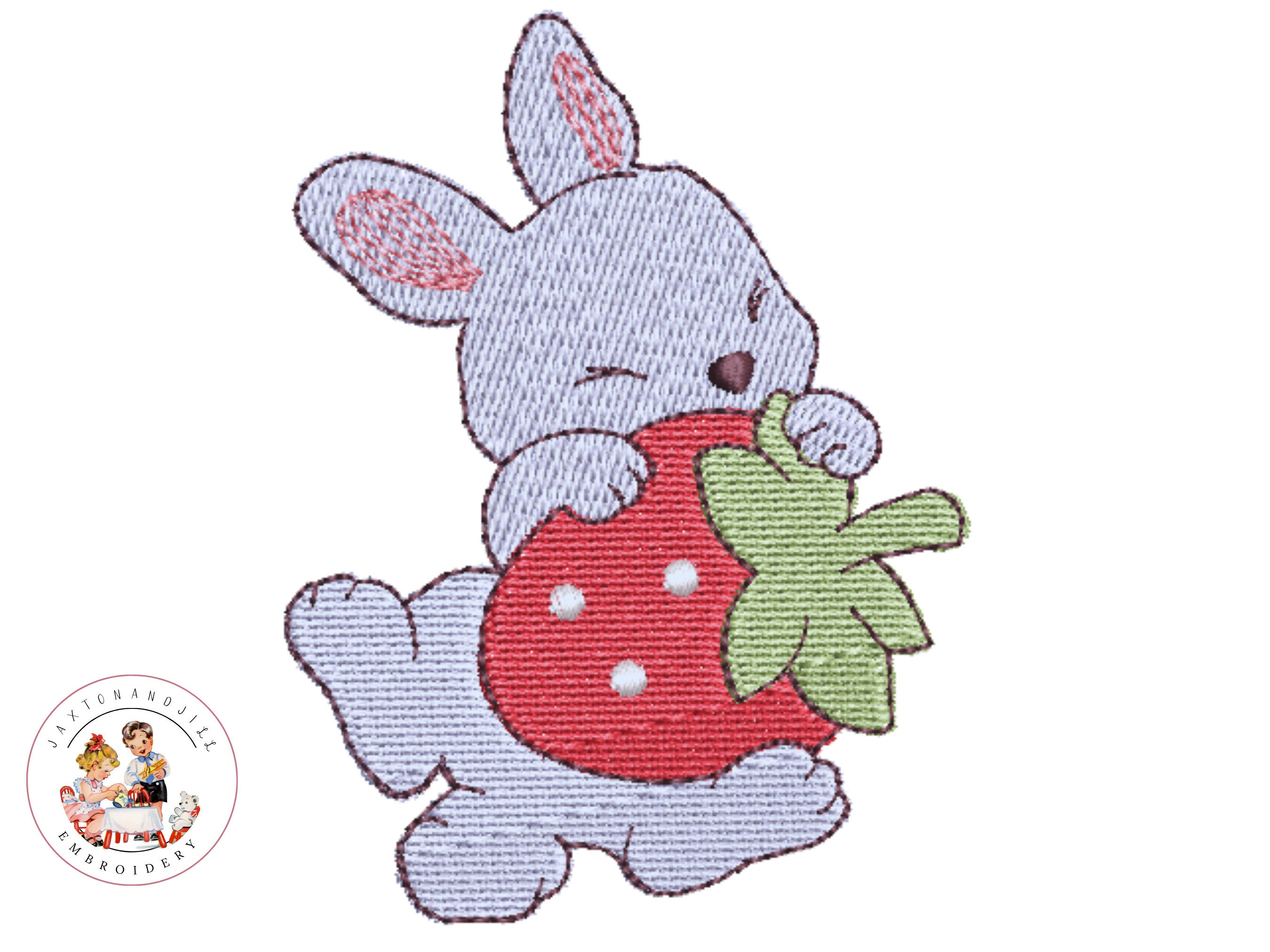 イチゴとウサギの機械刺繍デザイン（2x2-8x8） - Etsy 日本