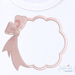 Heirloom Bow Frame Embroidery Design, Scalloped Monogram, Baby Boutique (Digital Download)