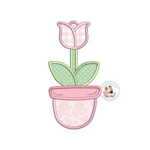 Tulip applique machine embroidery, Floral machine embroidery, tulip embroidery floral, baby girl embroidery file, instant download pes jef