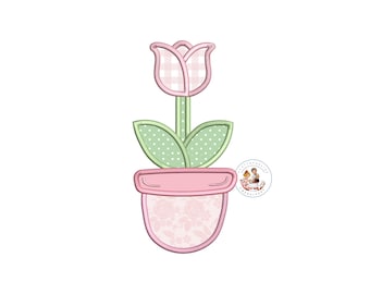 Tulip Applique Machine Embroidery Design: Floral Embroidery File (PES JEF)