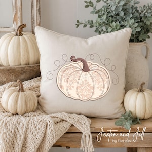 White Pumpkin Applique Machine Embroidery Design (4 Sizes)