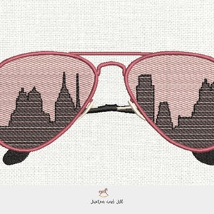City Sunglasses Embroidery Design: Rose Gold Eyeglasses Pattern (Instant Download)