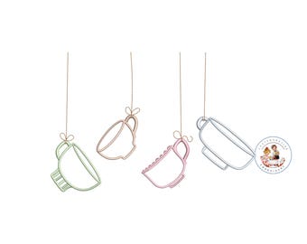 Tea Cup Border Embroidery Design: Machine Embroidery Pattern (Digital Download)
