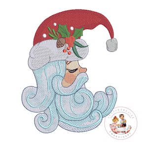 Christmas santa moon machine embroidery designs, Kris Kringle, Vintage Xmas Santa-instant download