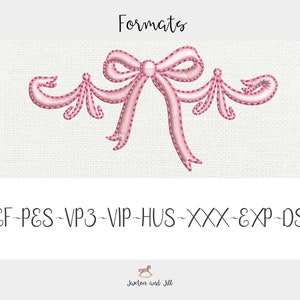 Satin ribbon bow embroidery designs pretty bow multiple sizes, quick stitch, monogram accent, 3 sizes bow embroidery design machine image 4