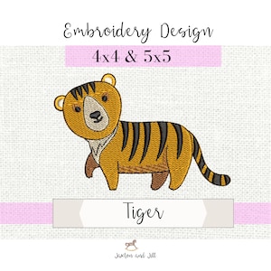 Tiger machine embroidery design, embroidery alphabet, kids design, learning embroidery 2 sizes