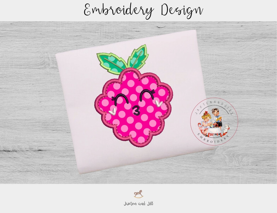 Raspberry Applique Machine Embroidery, Fruit Applique Embroidery Design ...