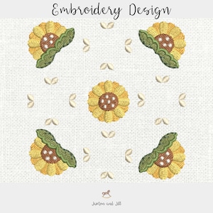 Sunflower Quilt Block machine embroidery design, fall flower quilt square machine embroidery floral pattern, digital design quilt block