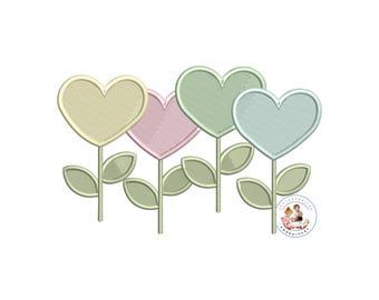Heart Flowers Machine Embroidery Design (3x3 to 8x8)