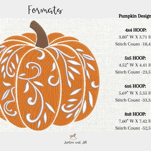 Chinoiserie Pumpkin Embroidery Design, Fall Halloween Decor, Pumpkin Machine Embroidery Design, Floral Fall embroidery Design image 6