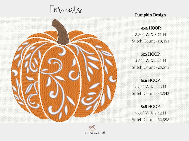Chinoiserie Pumpkin Embroidery Design, Fall Halloween Decor, Pumpkin Machine Embroidery Design, Floral Fall embroidery Design image 6