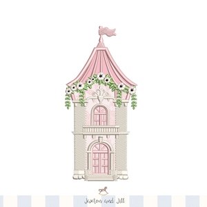 Princess Castle Embroidery Design: Fairytale Tower Applique (5x7 Digital File)