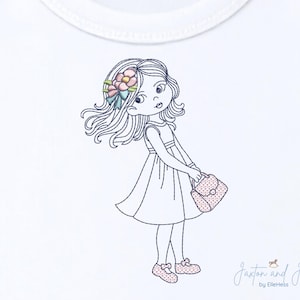Bluework Girl Embroidery Design: Princess Pattern (Digital Download)