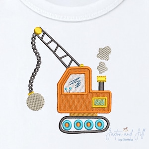 Wrecking ball truck machine embroidery designs, boy toys, work vehicles embroidery patterns