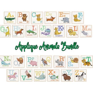 Pode incluir: Um conjunto de 26 blocos de alfabeto com ilustrações coloridas de animais. Cada bloco tem uma letra e o nome do animal, como "Aa jacaré", "Bb urso" e "Cc gato".
