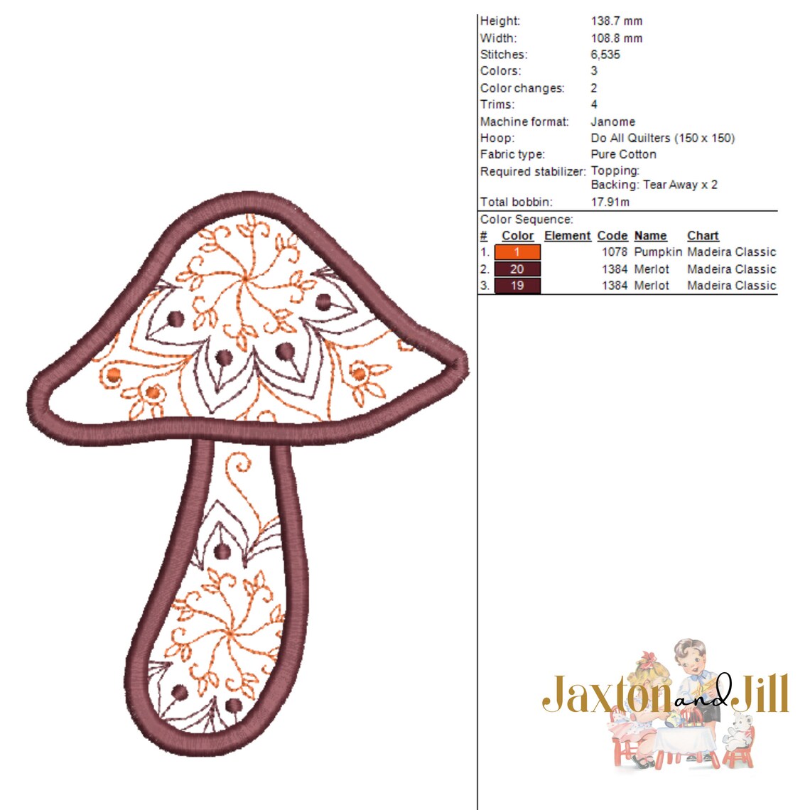 Mushroom machine embroidery design forest fungi toadstool Etsy