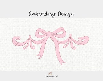 Ribbon Bow Embroidery Design: Coquette Bow, Multiple Sizes (Digital Download)