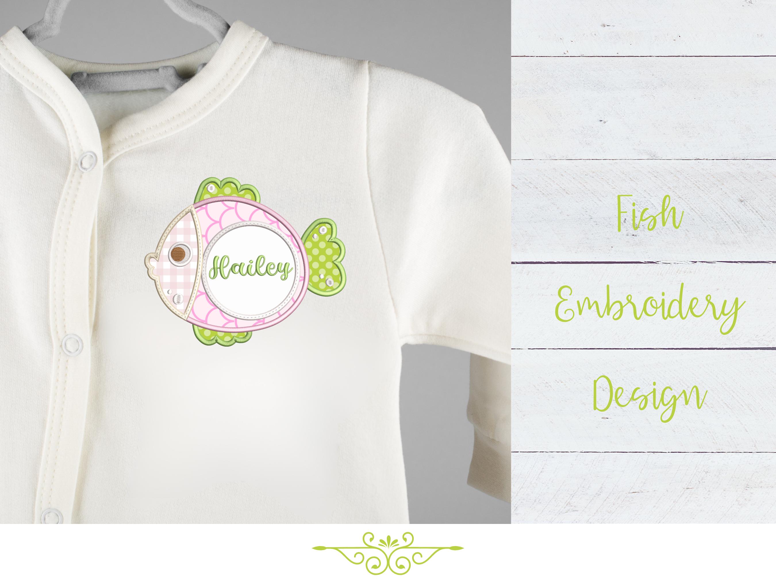 Fish Monogram Frame Applique - Machine Embroidery Design (PES JEF) - Etsy